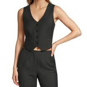 NWT ANTONIO MELANI Melinda V-Neck Sleeveless Linen Vest